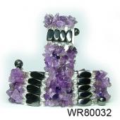 36inch Amethyst  Chip Stone Magnetic Wrap Bracelet Necklace All in One Set